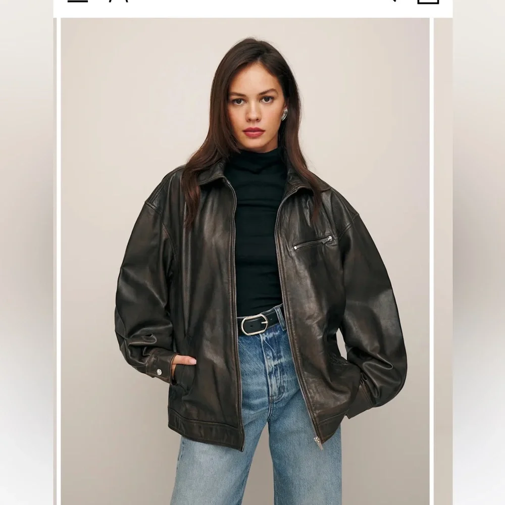 Reformation Veda Marco leather oversized jacket xs pit stop - Picture 4 of 8